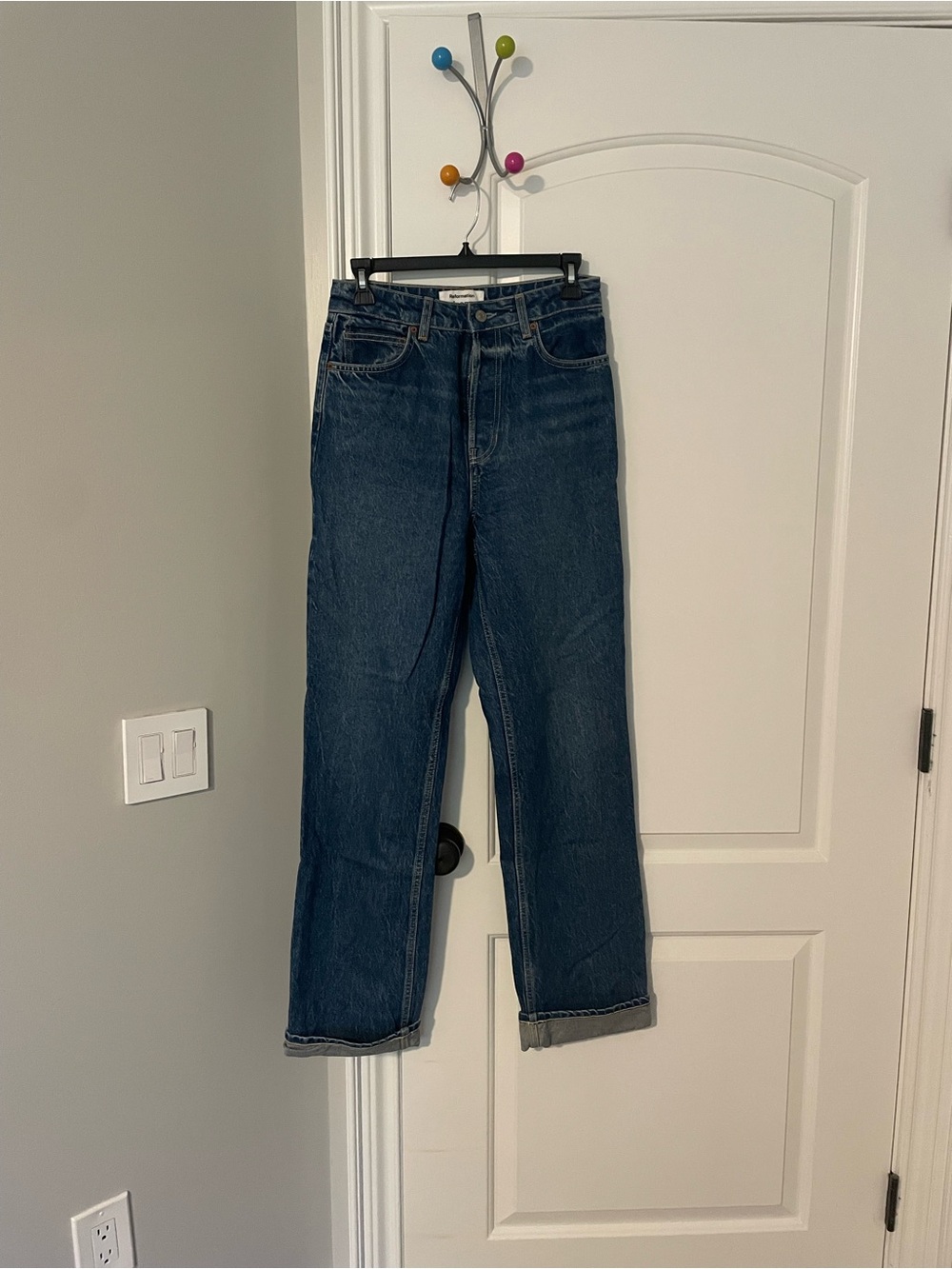 Reformation Straight Long Jeans in Indigo
